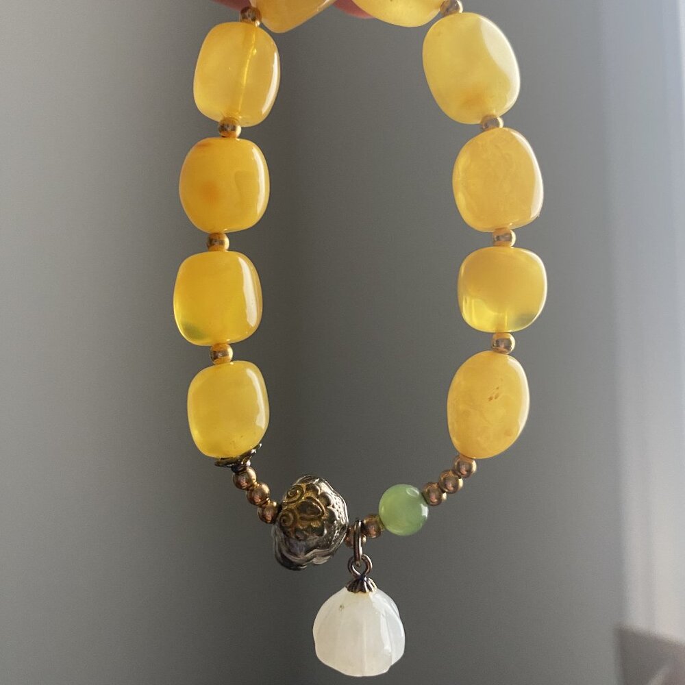 Natural Amber Barrel Beads Multi-treasure Accessories Bracelet
